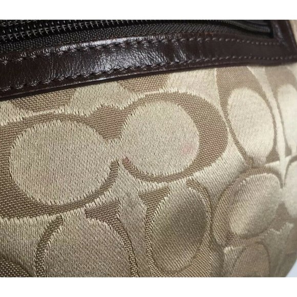 Coach Small Beige Signature Print Shoulder Bag - Picture 11 of 12